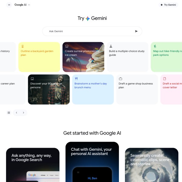 Google AI homepage screenshot
