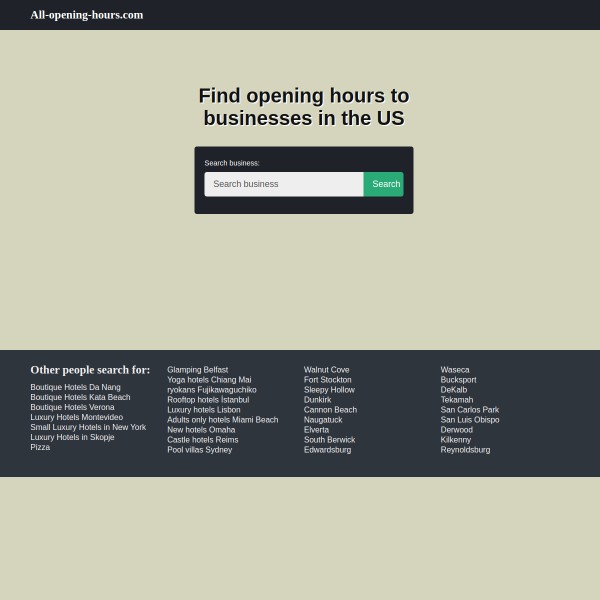 All Opening Hours homepage screenshot