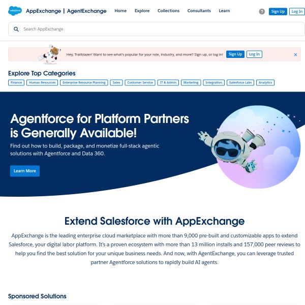 Salesforce AppExchange homepage screenshot