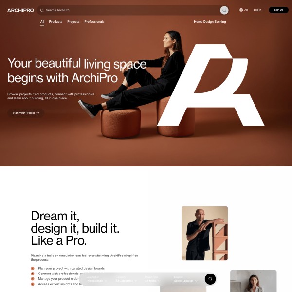 ArchiPro homepage screenshot
