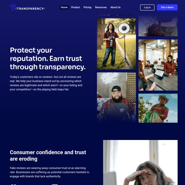 The Transparency Company homepage screenshot