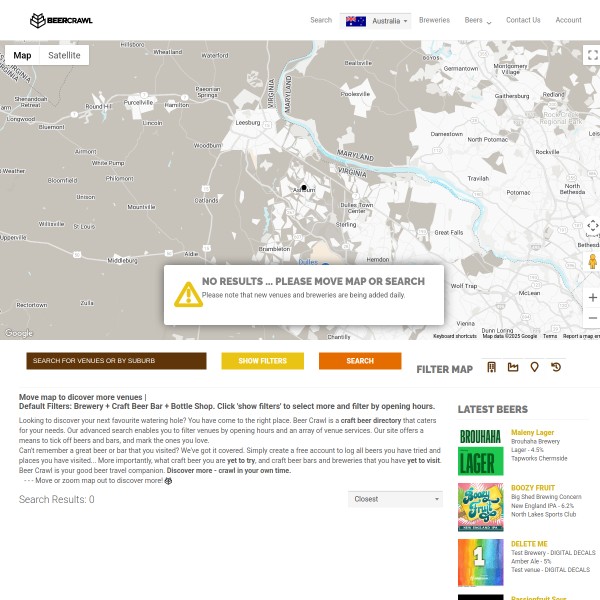 Beer Crawl homepage screenshot