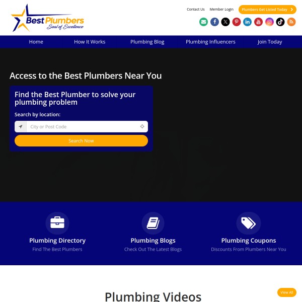 Best Plumbers homepage screenshot