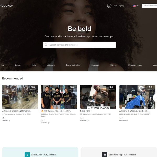 Booksy homepage screenshot