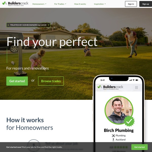 Builders Crack homepage screenshot