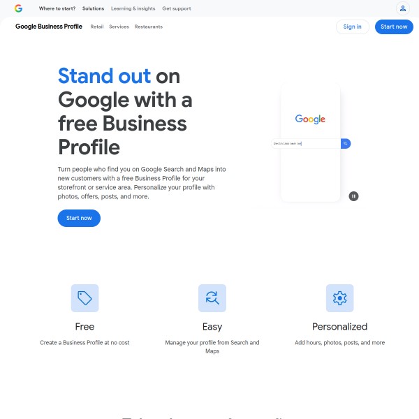 business.site homepage screenshot
