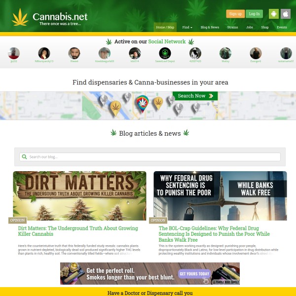 Cannabis.net homepage screenshot
