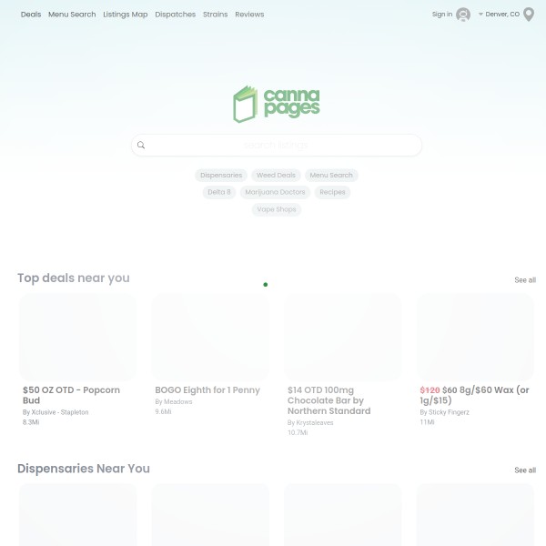 Cannapages homepage screenshot