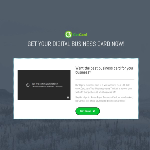 Get Card homepage screenshot
