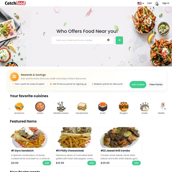 CatchFood homepage screenshot