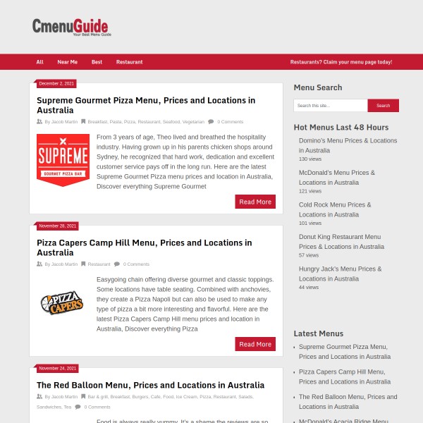 CmenuGuide homepage screenshot