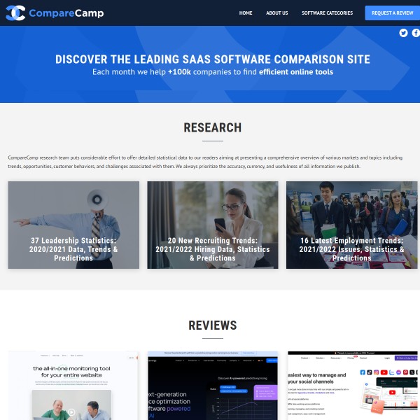 CompareCamp homepage screenshot