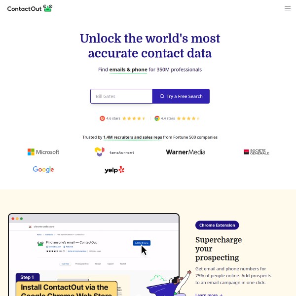 ContactOut homepage screenshot