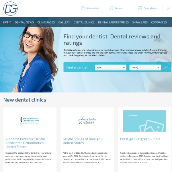 DentaGama homepage screenshot