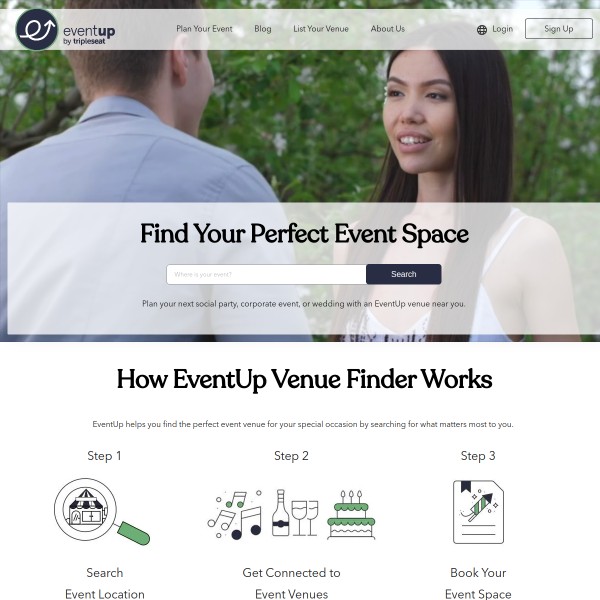 EVENTup homepage screenshot