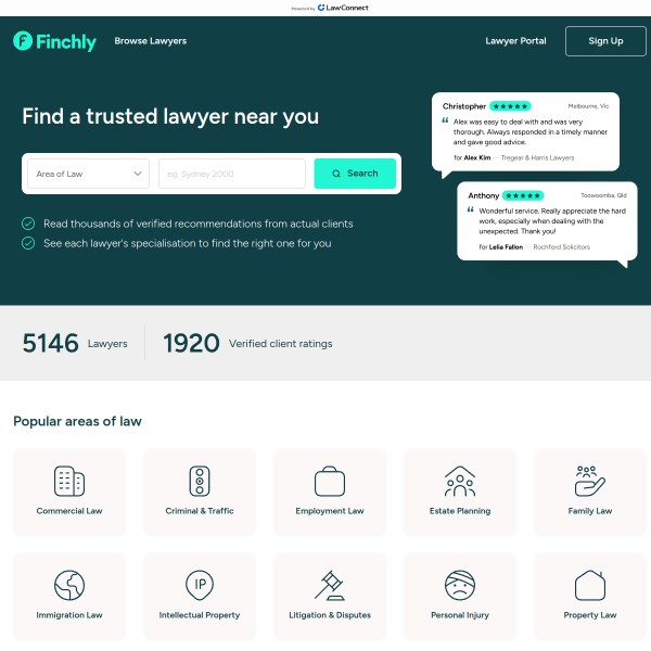 Finchly homepage screenshot