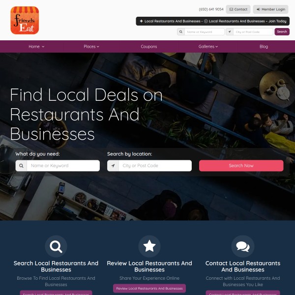 FriendsEat homepage screenshot
