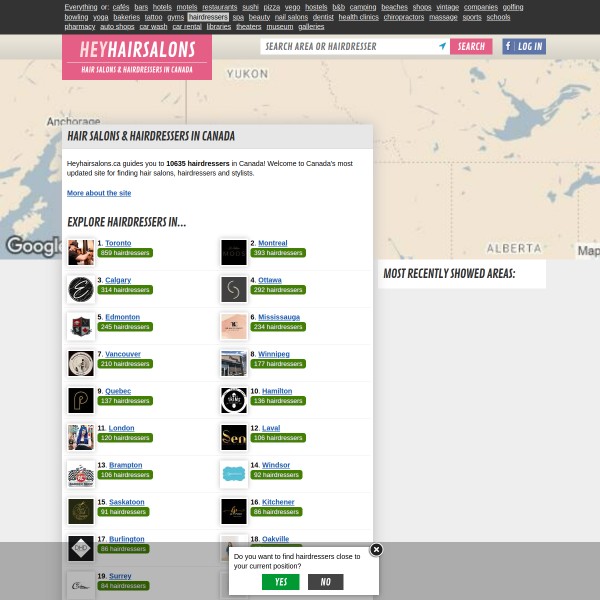Hey HairSalons homepage screenshot