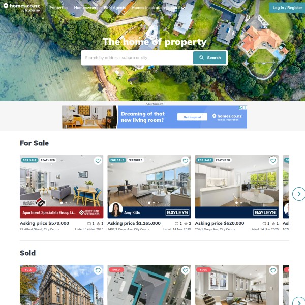 Homes.co.nz homepage screenshot