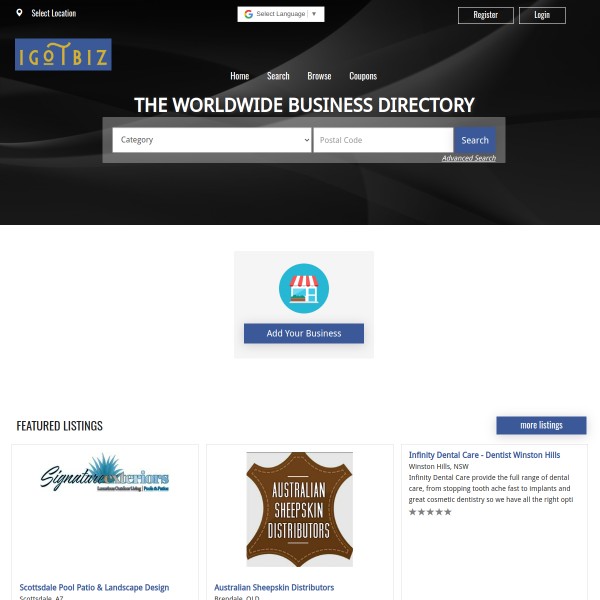 IGotBiz homepage screenshot