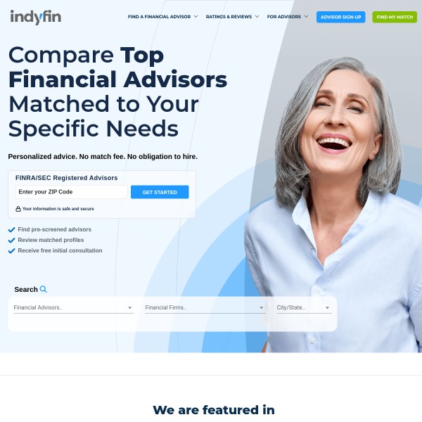 Indyfin homepage screenshot