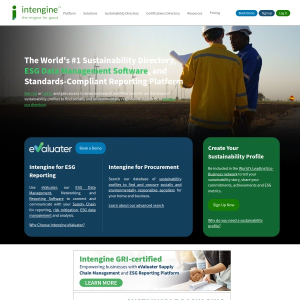 Intengine homepage screenshot