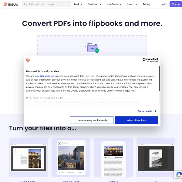 Issuu homepage screenshot
