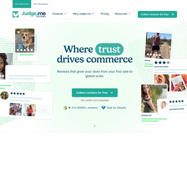 Judge.me homepage screenshot