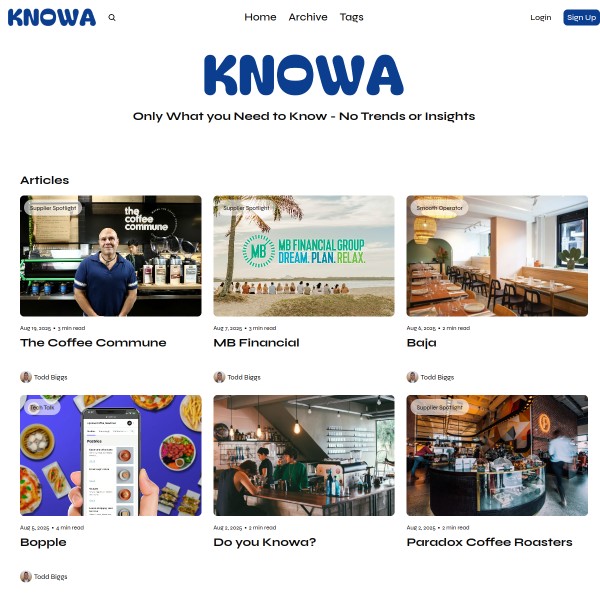 Knowa homepage screenshot