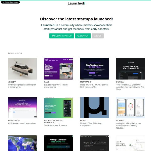 Launched homepage screenshot