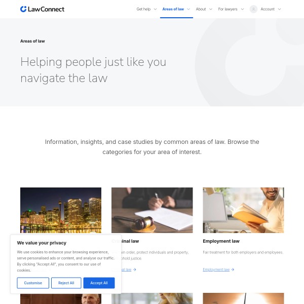 LawConnect homepage screenshot