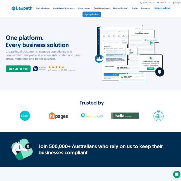 Lawpath homepage screenshot