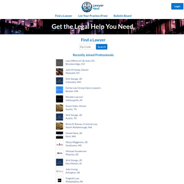 LawyerNext homepage screenshot
