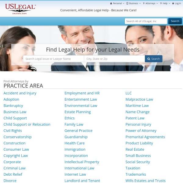 USLegal homepage screenshot