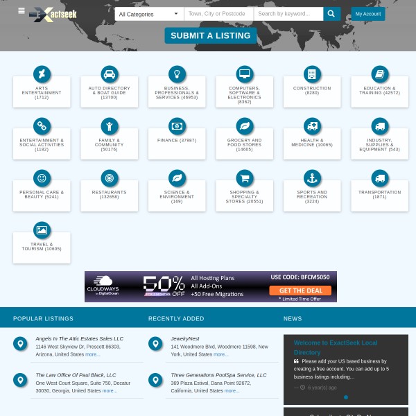 ExactSeek homepage screenshot