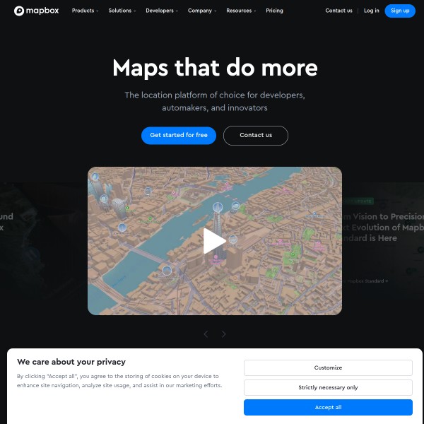 Mapbox homepage screenshot