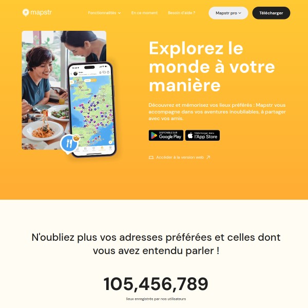 Mapstr homepage screenshot