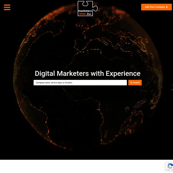 Marketers List homepage screenshot
