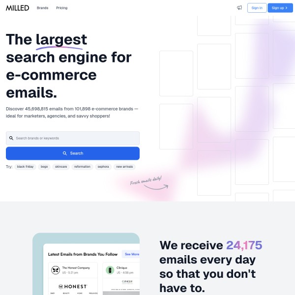 Milled homepage screenshot