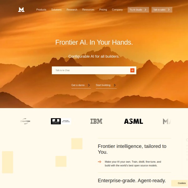 Mistral AI homepage screenshot