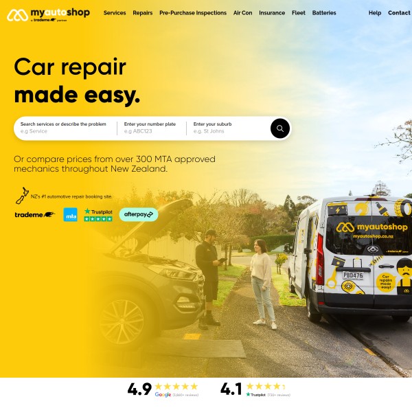 MyAutoShop homepage screenshot