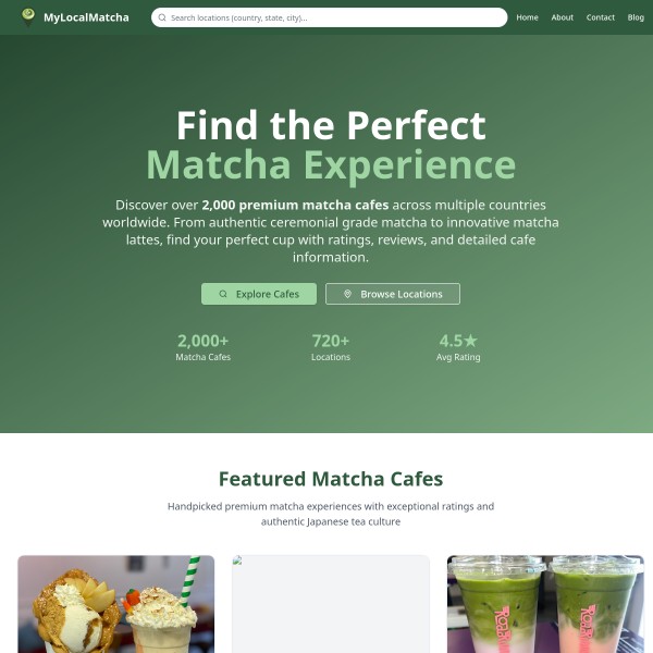 MyLocalMatcha homepage screenshot
