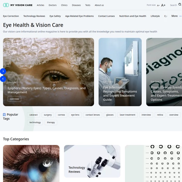 My Vision Care homepage screenshot