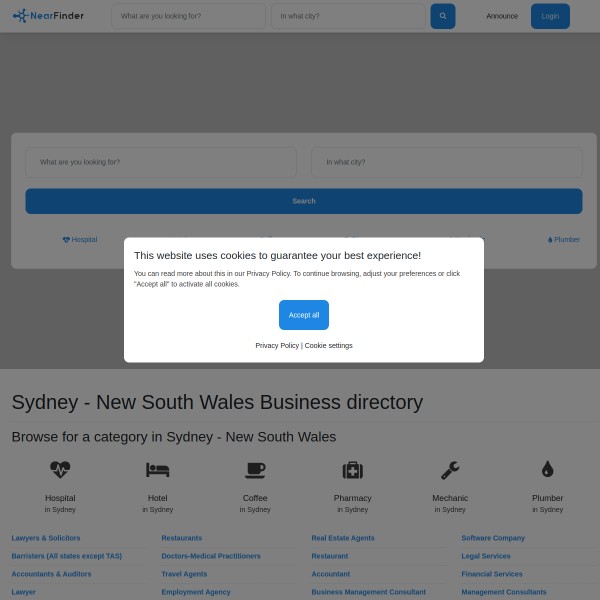 NearFinder homepage screenshot
