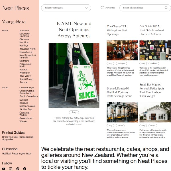 Neat Places homepage screenshot