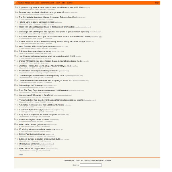 HackerNews User homepage screenshot