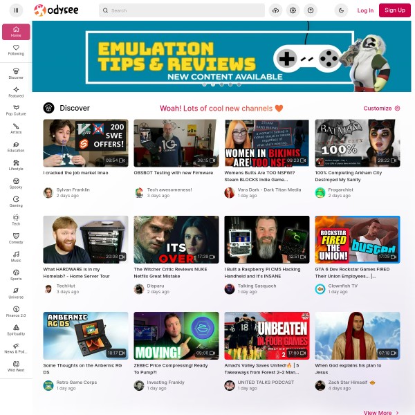 Odysee homepage screenshot