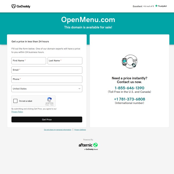 OpenMenu homepage screenshot