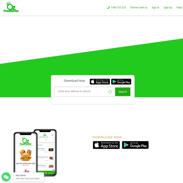 Oz Food Hunter homepage screenshot