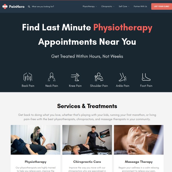 PainHero homepage screenshot